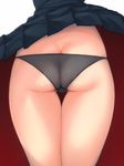  ass black_panties butt_crack commentary_request from_behind fuyube_rion kaibutsu_oujo kamura_reiri out_of_frame panties skindentation skirt skirt_lift solo underwear white_background 