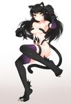  animal_humanoid armwear black_hair blake_belladonna breasts capcom cat cat_humanoid claws clothed clothing darkstalkers faunus felicia_(darkstalkers) feline female hair hi_res humanoid legwear long_hair mammal markings mostly_nude navel ndgd rwby simple_background skimpy solo standing thigh_highs toe_claws video_games white_background wide_hips yellow_eyes 