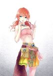  bad_id bad_pixiv_id breasts final_fantasy final_fantasy_xiii green_eyes jewelry looking_at_viewer midriff necklace oerba_dia_vanille orange_hair pouch short_twintails small_breasts solo twintails zzwei 