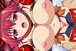  1girl animated animated_gif areolae blush bouncing_breasts breasts female implied_sex large_breasts moaning navel nipples open_mouth poro red_eyes red_hair sex tensei_kendo_no_harem_colosseum 