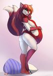  absurd_res anthro breasts butt clothed clothing feline female hi_res lilith_(azria) looking_at_viewer mammal mature_female pregnant smile solo standing sweater tongue tongue_out virgin_killer_sweater woadedfox 