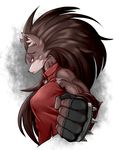  angry anthro canine female fist hair hilda_gauntlet long_hair mammal muscular simple_background solo wolf zelen 