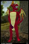  2017 3d_(artwork) anthro balls digital_media_(artwork) dragon erection exposing forest friendship_is_magic garble_(mlp) jamari male membranous_wings my_little_pony nude penis precum proud scales scalie sex solo standing teeth tree wings 