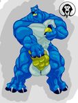  ball balls big_balls big_muscles big_pecs blue_fur canine claws fur huge_balls hyper hyper_balls male mammal muscular pawpads paws pecs sack small_head solo tennis_ball thick_legs thick_thighs watermark xatanlion 