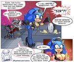  breast_expansion breasts cleavage clothed clothing comic crossgender cuisine dialogue infinite_(sonic) maid_uniform sonic_(series) sonic_forces sonic_the_hedgehog sweat uniform 