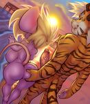  2017 anthro big_breasts big_penis breasts butt butt_grab duo feline female fur hand_on_butt male male/female mammal mouse nude orange_fur patreon penis pink_fur rodent striped_fur stripes sunset thefuckingdevil tiger yellow_fur 
