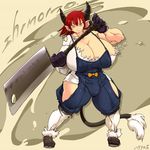  animal_humanoid athletic big_breasts breasts bulge caprine cleavage cleaver clothed clothing demon denim dickgirl ear_piercing gloves goat hair hataraki_ari holding_object holding_weapon hooves horn huge_breasts human humanoid hybrid intersex mammal melee_weapon overalls piercing red_hair ribbons shimomo shirt short_hair solo tail_tuft thick_thighs torn_clothing torn_topwear tuft weapon yellow_eyes 
