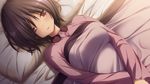  aoi_tori bed game_cg koku kurosaki_sayo purple_software short_hair tagme 