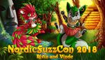  2017 alvin_(quikkdragon) amazing_background ambiguous_gender anklet anthro big_eyes big_tail black_nose black_pawpads bracelet buckteeth canine capelet chibi chibity chipmunk clothed clothing cute cute_fangs detailed_background dragonfruit duo ear_piercing english_text flora_fauna food fruit fur grass grass_skirt green_eyes green_fur grey_fur hindpaw hybrid jewelry jungle looking_at_viewer mammal midriff native nature nordicfuzzcon outside pawpads paws piercing pink_fur pink_nose plant red_eyes red_fur river rodent sculpture semi-anthro skirt statue stone teeth temple text the_road_to_el_dorado tree vest vinde waterfall wolf 