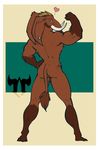  &lt;3 2017 abstract_background anthro avias_(artist) barefoot biceps big_ears biped border brown_fur brown_hair brown_tail butt curtis_(bgn) digital_media_(artwork) ear_piercing flexing full-length_portrait fur hair hand_on_hip hi_res looking_at_viewer looking_back male mammal mammoth muscular muscular_male nude piercing pinup portrait pose rear_view short_hair solo standing tail_tuft trunk tuft tusks watermark white_border 