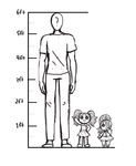  ? animate_inanimate anon black_and_white button_eyes clothing dress female glum_plum group hair hair_over_eye height_chart human larger_male living_doll male mammal monochrome outta_sync rubilocks size_difference smaller_female waving 