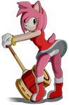  2017 amy_rose anthro black_nose boots bracelet clothed clothing dress eyelashes female footwear gloves green_eyes hair hairband hammer hedgehog jewelry looking_at_viewer looking_back mammal panties panty_shot paoguu piko_piko_hammer pink_hair rear_view shoes short_hair smile solo sonic_(series) standing tools underwear upskirt video_games 