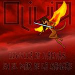  album_cover anthro brown_hair cansinodx cover female fire fire_wings flying hair mammal melee_weapon mustelid nude olivia_(cansinodx) otter solo spanish_text sword text weapon wings 