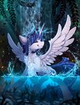  2017 absurd_res cutie_mark equine eyes_closed feathered_wings feathers female feral hair hi_res horn mammal my_little_pony partially_submerged solo spread_wings water wet winged_unicorn wings yakovlev-vad 
