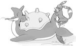  anal anus balls cum denim_(artist) duo eeveelution erection feral feral_on_feral lapras male male/male monochrome nintendo penis pok&eacute;mon pok&eacute;mon_(species) simple_background size_difference small_dom_big_sub tongue umbreon video_games white_background 