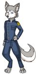  2015 anthro blue_eyes canine ceres clothing dog hand_on_hip husky katraccoon looking_at_viewer male mammal simple_background solo standing tuft uniform white_background 