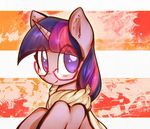  2017 blush cute equine eyewear friendship_is_magic glasses hair horn horse looking_at_viewer mammal mirroredsea multicolored_hair my_little_pony pony purple_eyes scarf smile solo solo_focus stripes twilight_sparkle_(mlp) 