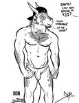 ! 2016 ? abs anthro baseball_cap bgn biped black_and_white bulge clothed clothing dante_(bgn) dialogue digital_media_(artwork) dot_eyes dragon english_text front_view hat holding_money holding_object horn jewelry male money monochrome muscular muscular_male navel necklace nipples pecs portrait scalie signature solo spikes standing stripper text thong three-quarter_portrait topless underwear unseen_character 
