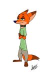  2017 a-wh-b anthro canine clothing disney fox fur green_eyes low_res male mammal nick_wilde shock_collar signature simple_background white_background zootopia 