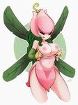  breasts digimon fairy female flower hi_res humanoid lillymon not_furry plant secretly_saucy simple_background solo tongue 