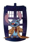  2014 3d_glasses 4_toes absurd_res alien alpha_channel black_eyes blue_claws blue_fur blue_nose claws cosplay crossover digital_drawing_(artwork) digital_media_(artwork) disney doctor_who experiment_(species) fur head_tuft hi_res lilo_and_stitch looking_at_viewer necktie notched_ear open_jacket oversized_clothing petitpia raised_eyebrow simple_background solo space stitch tardis tenth_doctor the_doctor toes transparent_background tuft 