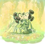  anthro black_hair black_nose boxlunches clothing disney dress duo female footwear hair kissing male male/female mammal mickey_mouse minnie_mouse mouse rodent wedding_dress 