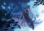  ajisashihou animal blue_hair bubbles fish hatsune_miku long_hair signed twintails underwater vocaloid water 