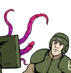  2017 armor facial_hair human human_focus imperial_guard lips male mammal monitor not_furry pale_skin penis penis_tentacles purple_penis reaction_image simple_background soldier solo_focus tentacles unknown_artist vein veiny_penis warhammer_(franchise) warhammer_40000 white_background 