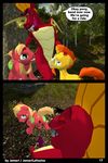  2017 3d_(artwork) anthro ass_up big_macintosh_(mlp) comic deep_throat dialogue digital_media_(artwork) dragon earth_pony equine erection fellatio forest friendship_is_magic garble_(mlp) group group_sex horn horse jamari male male/male mammal membranous_wings my_little_pony oral oral_penetration penetration penis pony scales scalie sex sunburst_(mlp) teeth threesome tree unicorn wings 