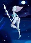  2017 alien blue_eyes blush bottomless butt cartoon_network chippo clothed clothing female gem gem_(species) hair half-closed_eyes humanoid long_hair looking_back night night_sky not_furry outside pearl_(steven_universe) pussy solo standing steven_universe 