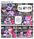  ! 2016 ? blue_eyes book boop border collaboration comic confusion dialogue duo earth_pony english_text equine eyebrows eyelashes eyes_closed feathered_wings feathers female friendship_is_magic hair hi_res horn horse inside library magic mammal multicolored_hair my_little_pony open_mouth pink_hair pinkie_pie_(mlp) pony purple_eyes rated-r-ponystar ringing sitting smile speech_bubble sslug text tongue tongue_out twilight_sparkle_(mlp) white_border winged_unicorn wings yelling 