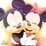  2017 anthro black_nose bow clothing disney duo eyes_closed female gloves hi_res hug male mammal mickey_mouse minnie_mouse mouse open_mouth rodent signature smile 唯一無二のてつし 
