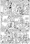  anthro areola bessy big_breasts black_and_white breasts claws comic dialogue dragon english_text equine female group gustav_(here_there_be_dragons) here_there_be_dragons horn horse karno male mammal monochrome nipples olga open_mouth penis pussy scalie speech_bubble teeth text wings zashy 