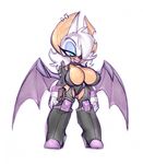  anthro bat big_breasts bigdad breasts chibi clothed clothing female makeup mammal rouge_the_bat sketch smile solo sonic_(series) standing wings 