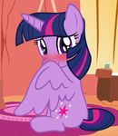  2017 badumsquish blush cutie_mark equine female friendship_is_magic hiding horn mammal my_little_pony shy sitting solo twilight_sparkle_(mlp) winged_unicorn wings 