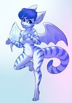  blue_eyes blue_hair box-cat female hair karla_halldor mammal nimbat nude solo wings 