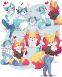  &lt;3 &lt;3_eyes 2017 4_fingers 5_fingers :&lt; anthro blue_eyes blue_fur blush braixen breasts canine clothing dessert duo eye_contact eyebrows eyes_closed fan_character female food fox fur fur_markings headphones hoodie hot_dog ice_cream ice_cream_cone inner_ear_fluff jeans lolzneo looking_at_another looking_at_viewer male mammal mane markings multicolored_fur multiple_images musical_note nintendo open_mouth pants pok&eacute;mon pok&eacute;mon_(species) red_fur ribbons roflfox romantic_couple seraphine_(roflfox) shirt sitting sketch_page smile stick tongue tongue_out video_games white_fur yellow_fur 