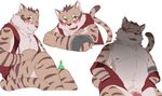  blush clothed clothing feline green_eyes male mammal nekojishi open_mouth partially_clothed penis pubes sheeporwolf shu-chi simple_background smile tagme white_background 