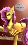  2017 absurd_res alesarox anatomically_correct anatomically_correct_anus anatomically_correct_pussy animal_genitalia animal_pussy anus big_butt butt clitoral_winking clitoris dock equine equine_pussy female feral fluttershy_(mlp) friendship_is_magic fur hair hi_res mammal my_little_pony pegasus pink_hair puffy_anus pussy simple_background solo wings yellow_fur 