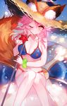  animal_ears bikini caster_(fate/extra) cleavage fate/grand_order moemoe3345 swimsuits tail 