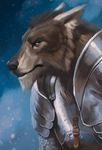  2017 armor blue_eyes canine dandzialf digital_media_(artwork) male mammal rakan scar were werewolf wolf 
