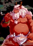 5_fingers anthro barazoku beads beard belly biceps blush claws clothed clothing dragon eastern_dragon erection facial_hair fur hair horn kemono long_hair looking_at_viewer male mane musclegut pecs penis pipe scalie smile smirk smoke smoking solo topless tyranttotem underwear wet_underwear whiskers 