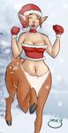  aiushtha_the_enchantress breasts cervine christmas clothed clothing dapples deertaur dota female hashdrawingslasher hat holidays hooves mammal mittens santa_hat snow solo taur tube_top video_games winter 