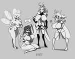  anthro arachnid arthropod big_breasts breast_expansion breasts female group huge_breasts insect mosquito moth nobro spider thick_thighs vanripper wasp 