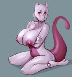  2017 anthro big_breasts blush breast_rest breasts digital_media_(artwork) female legendary_pok&eacute;mon mewtwo nintendo nipples nude pok&eacute;mon pok&eacute;mon_(species) purple_eyes rhodesio simple_background sweat video_games 