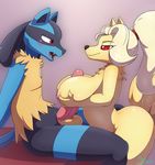  2017 absurd_res anthro anthro_on_anthro anthrofied areola balls big_breasts big_penis bill_(skybluefox) breasts duo erection female hi_res humanoid_penis lucario male male/female miso_souperstar ninetales nintendo nipples nude open_mouth penis pok&eacute;mon pok&eacute;mon_(species) rose_(skybluefox) sex signature titfuck video_games 