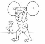  2016 abs anthro barbell barefoot black_and_white breasts canine cleavage clothed clothing disney duo exercise female fox holding_object judy_hopps lagomorph male mammal midriff monochrome muscular muscular_female nick_wilde rabbit signature simple_background standing tggeko weightlifting white_background workout zootopia 