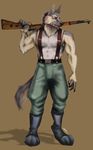 anthro blue_eyes boots canine claws clothing dog footwear fur german german_shepherd gun hauptmann_meade male mammal military muscular odachin ranged_weapon rifle simple_background soldier solo uniform weapon wehrmacht 