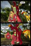  2017 3d_(artwork) anal anthro big_macintosh_(mlp) clenched_teeth comic digital_media_(artwork) dragon earth_pony equine erection forest friendship_is_magic garble_(mlp) horse jamari male male/male mammal membranous_wings my_little_pony penetration penis pony sex sunburst_(mlp) teeth tree wings 