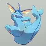  ambiguous_gender blue_eyes blue_skin cute d5ma eeveelution fin grey_background looking_at_viewer marine nintendo open_mouth paws pok&eacute;mon pok&eacute;mon_(species) simple_background solo tail_fin thick_tail vaporeon video_games 